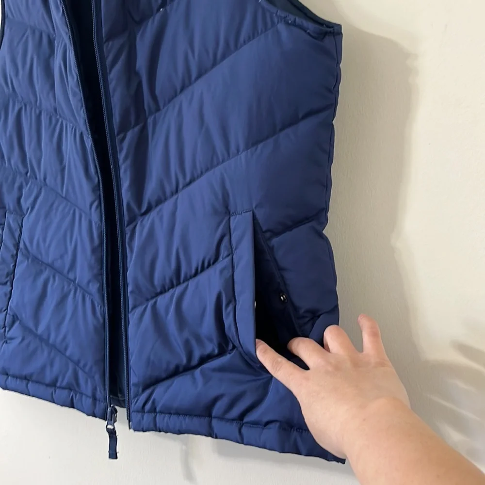 Land’s End Navy Blue Down Feather Puffer Vest Size Small - Picture 3 of 6